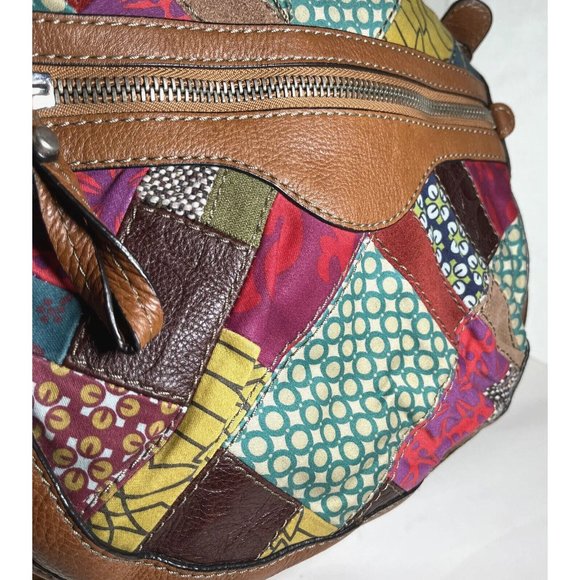 Fossil Slim Leather and Fabric Patchwork Crossbody Shoulder Bag - Picture 9 of 15